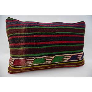 Coussin Kilim en laine multicolore 16x24 pouces Tapis tissé-Style écologique antidérapant amovible et lavable Vintage Foam Home Christmas - Product Image 2