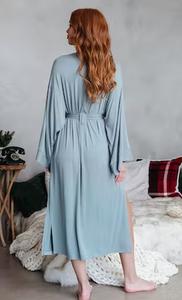 Robe de plage en Satin à manches longues et col en v, Kimono avec ceinture, nouvelle collection - Product Image 5