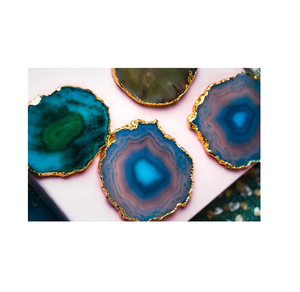 Luxury Space Tableware Accessories <b>Agate</b> <b>Coaster</b> With Gold Electroplated <b>Agate</b> Slice at Wholesale Price with Premium Quality - Product Image 1