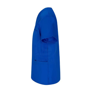 Unisex Royal Blue V-Neck <b>Scrub</b> <b>Top</b> With Pockets Cotton Polyester Woven Hospital Uniforms - Product Image 2