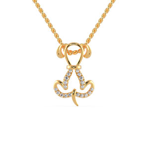 Collier pour femme 18 pouces avec pendentif chien en or jaune avec diamant 0.09 carats et pendentifs en diamant et breloques - Product Image 1