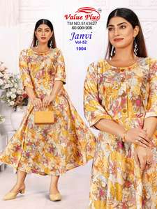 Présentation de nouvelles Kurta/Kurti de style ethnique indien pour femmes, pour un usage décontracté, en tissu rayonne et imprimé à la feuille d'aluminium, par Exports. - Product Image 4