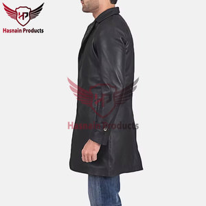 Blazer d'hiver pour homme en cuir véritable luxueux, de haute qualité, rembourré de duvet, fabriqué à Sialkot, Pakistan - Product Image 4