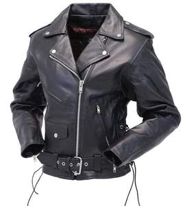 Veste de motard en cuir véritable respirant à fermeture éclair pour hommes avec doublure noire matelassée et poches intérieures extérieures OEM Wholesale 2024 - Product Image 3