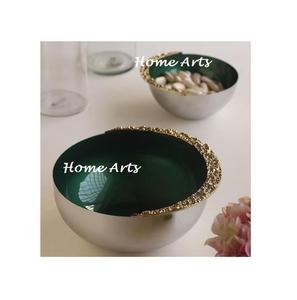 ชุดชามตกแต่ง 2 ขนาด รูปทรงกลม สีเงินและสีเขียว สำหรับเสิร์ฟของหวาน ราคาถูกที่สุด - Product Image 1