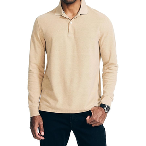 Última tendencia transpirable 100% algodón polos para hombres verano Multicolor costura manga larga solapa Polo camiseta - Product Image 1