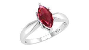 Elegant Engagement 925 Sterling <b>Silver</b> Band with Natural Ruby Marquise Cut <b>Solitaire</b> <b>Ring</b> - Product Image 4