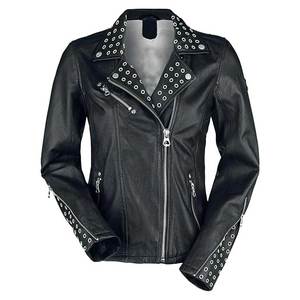 แจ็กเก็ตหนังแขนยาวสำหรับผู้หญิงเสื้อแจ็คเก็ตหนังมีกระดุมโลโก้ออกแบบได้ตามต้องการสำหรับฤดูหนาว - Product Image 5