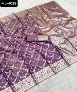 Indian Traditional Wear Kanjivaram Silk Pure Zari Saree Indian Heavy Georgette Party Wear Sari with Sequence and Stone Work Sari - Product Image 1