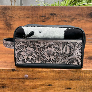 New Luxury Large Capacity Hand Tooled Storage Makeup Organizer <b>Bag</b> <b>for</b> Women Cowhide Travel <b>Toiletries</b> Cosmetic <b>Bag</b> With Handle - Product Image 3
