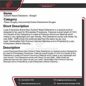 Osteotome nasal Gubisch droit, instrument chirurgical ORL, acier inoxydable de qualité médicale - Product Image 5