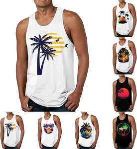 Débardeurs de plage respirants pour hommes, grande taille, décontractés, couleur unie, sans manches, débardeur musculaire, hauts d'entraînement d'été - Product Image 1