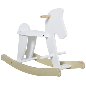 HOMCOM Caballo Balancín Infantil 1-3 Años Madera con Asas y Reposapiés, 68x26. 5x48 cm, blanco - Product Image 1