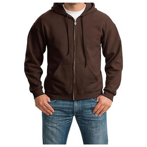 Sweat-shirt à capuche pour homme, tissu tricoté, coupe classique, 300 g, manches longues, fermeture éclair, impression de logo personnalisée, 100% coton - Product Image 1