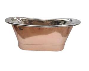Bañera Independiente de Cobre para Hotel u Hogar, Acabado Cromado Plateado, con Diseño Decorativo y Pulido - Product Image 2
