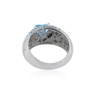 Anillo de Diamante Azul Corazón de 2.54 Quilates, Cultivado en Laboratorio, Oro de 14K, Anillo Infantil de Lujo, Joyería Fina - Product Image 5