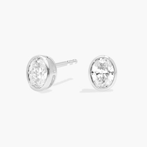 Modernos Pendientes de Diamantes con Corte Ovalado y Bisel, 0.50 Ct, Diamantes Cultivados en Laboratorio en Oro Sólido de 14K, para Uso Diario, Regalo - Product Image 1