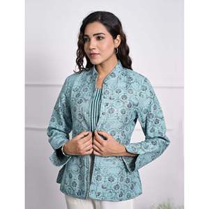 Chaqueta de Invierno Reversible con Estampado de Bloques de Seda y Relleno de Algodón - Product Image 5