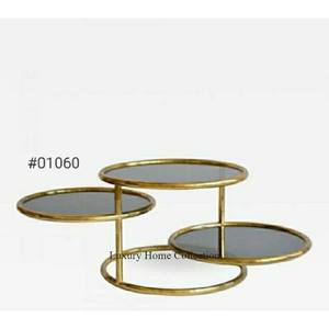 Mesa auxiliar ligera con color dorado y placa superior y bandeja con revestimiento de color azul en el interior Mesa potable Suministro de mesa de servicio - Product Image 5