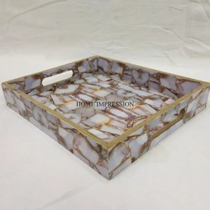 Exclusie Quality and Most Fancy Unique Marbles Designer Enamel Finished Home & Hotels <b>Table</b> Centerpiece & Decoration <b>Wooden</b> <b>Tray</b> - Product Image 1
