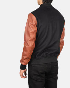 Veste de style universitaire pour homme de qualité supérieure, conçue avec des manches en cuir durable, un corps en laine douce, des boutons-pression classiques - Product Image 4