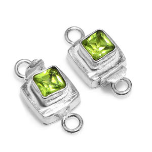 Forma cuadrada Peridot Gemstone 1 Strand 2 Strand Box Broche Starling 18K Chapado en oro 19X10X8mm Fabricación de joyas B616 - Product Image 3