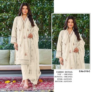 Direct Factory Pakistani suits with Embroidery Sequence Work With Moti & Hand Work for Wholesale <b>Supply</b> - Product Image 5