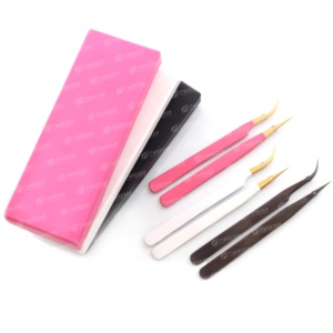 Pinzas de pestañas de colores con logotipo personalizado, pinzas de extensión de pestañas de acero inoxidable japonesas con tu propio nombre de marca - Product Image 5