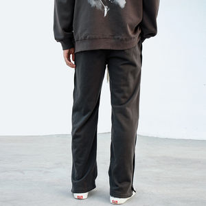 Pantalones de chándal de pierna ancha desgastados informales OEM con botones laterales Ropa de calle acampanada Pantalones de chándal Ropa deportiva de cintura media - Product Image 3