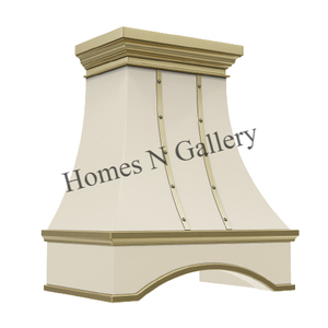 Hotte de cuisine murale en acier inoxydable, finition personnalisée, avec sangles et rivets, style ferme traditionnel, forme cloche, pour foyer - Product Image 3