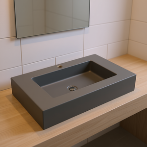 อ่างล้างหน้าเรซิ่นสีเทาด้าน 80 ซม. - Product Image 3