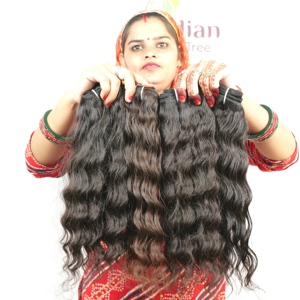 Cheveux humains indiens bruts, aspect naturel, cuticules alignées, vierges non traités, double trame, style temple, extensions de tissage naturel - Product Image 1