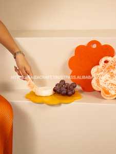 Plateau de service en résine écologique avec motif Aqua Swirl et plaque de texture pour hôtel à la maison pour les salades - Product Image 3