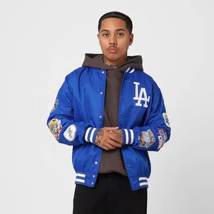 Abrigo informal personalizado de talla grande, chaquetas de lana Varsty de béisbol, brazo de cuero para estudiantes universitarios, chaqueta de béisbol para hombre bordada - Product Image 1