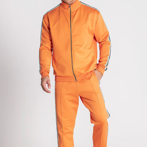Ensemble de survêtements deux pièces athlétiques pour hommes, veste à fermeture éclair et pantalon de survêtement à manches longues, tenue d'entraînement d'hiver de jogging décontractée - Product Image 1