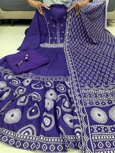 Красивый, ручной работы, размер от <span class=keywords><strong>M</strong></span> до XXL, ярко-фиолетовый цвет, воротник, шейный дизайн, длина по колено, Kurti & Bottom с набором Dupatta - Product Image 5