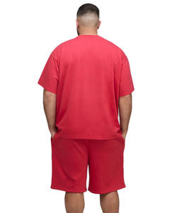 Tenue d'été décontractée 2 pièces en coton personnalisée et respirante pour hommes, ensemble t-shirt et short de sport délavés à l'acide - Product Image 4