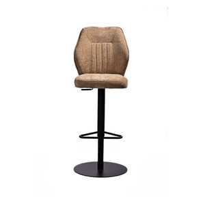Tall <b>Lounge</b> Bar Stool with <b>Cushioned</b> Tan Brown Seat Modern Bar <b>Chair</b> with <b>Cushioned</b> Tan Faux Leather Seat and Tall Base - Product Image 2