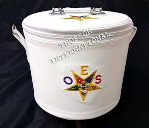 แพทช์ปักมือผ้าฝ้ายสีขาว OES Fez Case พร้อมฐานหนังเทียมสำหรับเครื่องราชอิสริยาภรณ์เมสัน - Product Image 3