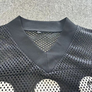 Maillot de football américain Tissu en maille Haute qualité Vêtements pour adultes Chemise en maille Col V Manches courtes Tops surdimensionnés - Product Image 2