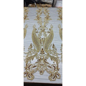 Haute qualité tissé coton perlé travail brodé dentelle tissu pour femmes décontracté et fête porter mariages filles robes - Product Image 6