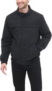 Prix d'usine en gros hommes décontracté noir coupe-vent Bomber veste confortable respirant manches longues debout avant toile - Product Image 3