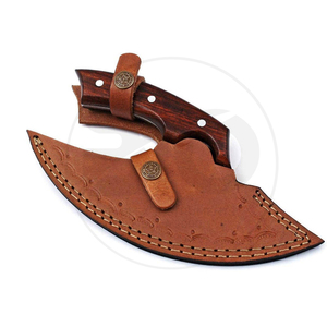 Hecho a mano de acero de Damasco personalizado nuevo diseño mango de palisandro cuchillo vegetal y carne picar Pizza cortador hacha - Product Image 5