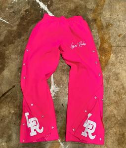 Pantalon de survêtement en coton éponge français personnalisé sérigraphié unisexe hommes décontracté évasé côté décorer fermeture à pression bouton hommes pantalons - Product Image 2