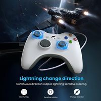 Controlador con cable para PC, controlador de juego para Xbox 360 con Turbo de doble vibración para Xbox 360/360 Slim (blanco)