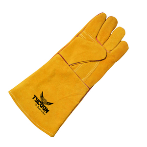 ถุงมือเชื่อมหนังวัวแดงแยกฝ่ามือคู่ถุงมือป้องกันมือ - Product Image 4