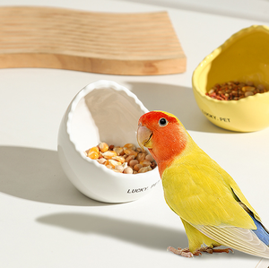 Ceramic Bird Feeding Bowl Rounded Shape Small Pet Food Dish <b>Parrot</b> Finch Reptile <b>Cage</b> Feeder Non-Slip Waterproof - Product Image 2