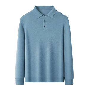 Jersey de poliéster/algodón estampado informal elegante para hombre, camiseta transpirable, nueva colección de primavera y otoño, prendas de punto holgadas con botones - Product Image 1