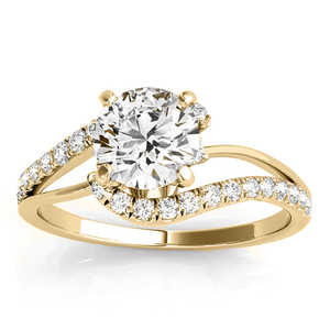 Ensemble de mariage à tige fendue en diamant avec or jaune 18 carats (0,52 ct) - Perle blanche rose tendance pour les mariages, les fêtes et les cadeaux - Product Image 1