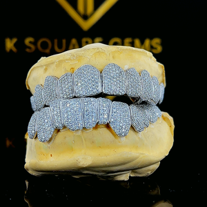 Glacé Hip Hop Personnaliser Argent Sterling 925 Unisexe Grillz Entièrement Étincelant Rond Brillant Coupe Vvs Clarté Moissanite Diamants - Product Image 3